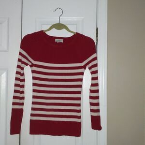 Ann Taylor Loft ribbed red white striped sweater  Sz M